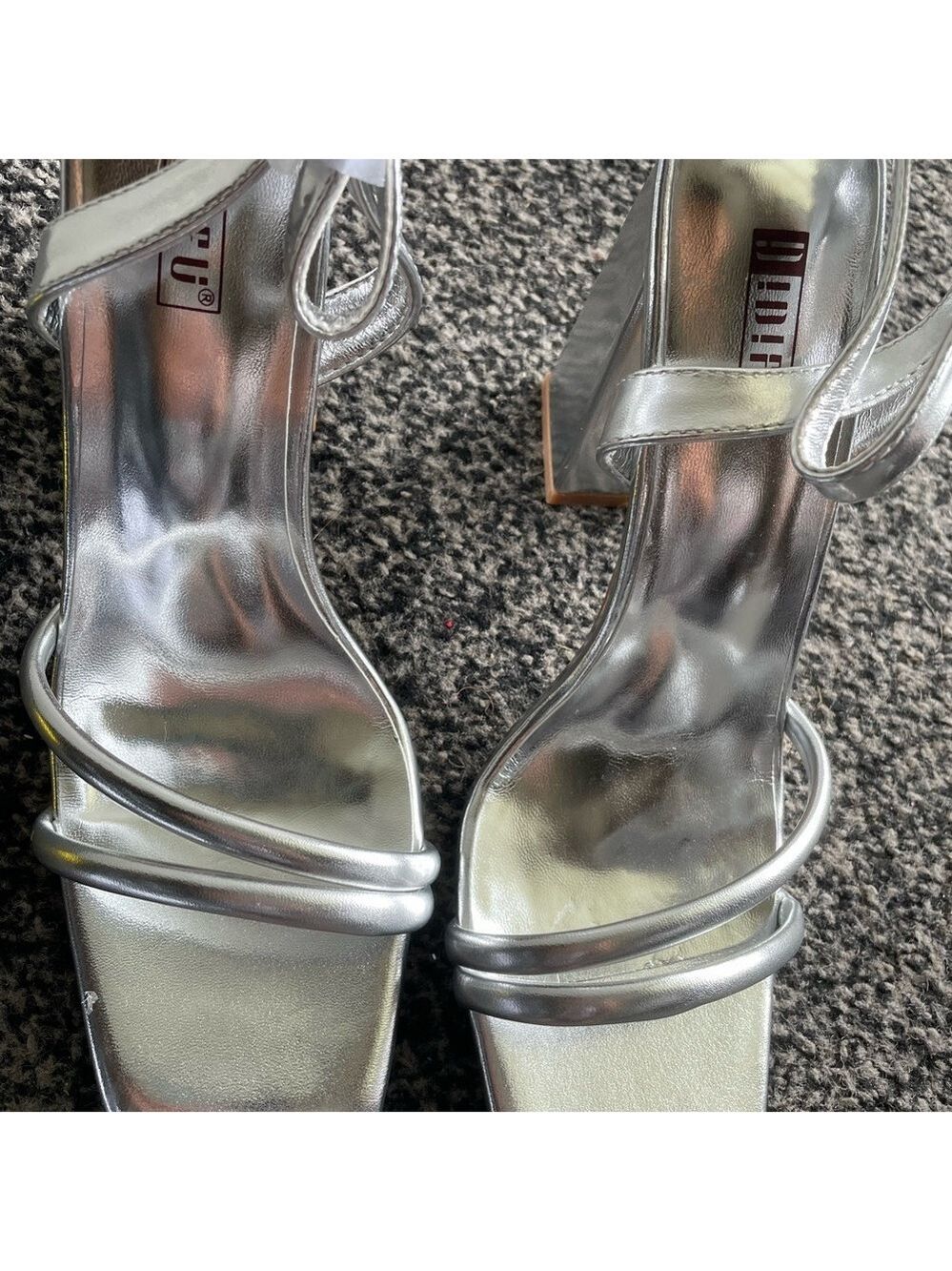Silver Block Heel Sandals - Picture 16 of 16